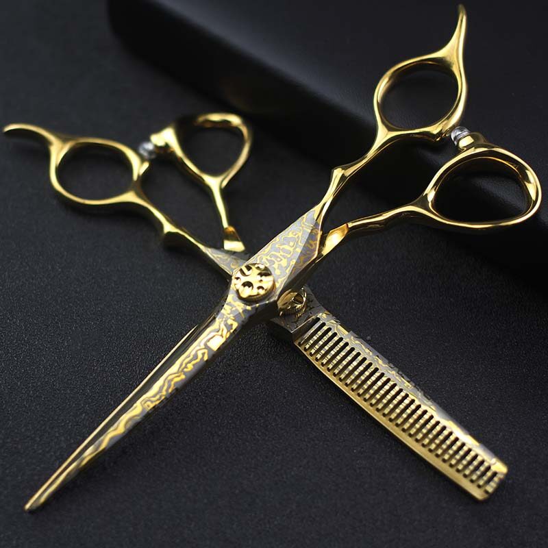 Kéo cắt tóc chuyên nghiệp cho tiệm cắt tóc salon bộ kéo cắt và tỉa thưa 6 inch màu vàng kim kéo cắt đặc biệt cho nhà tạo mẫu tóc