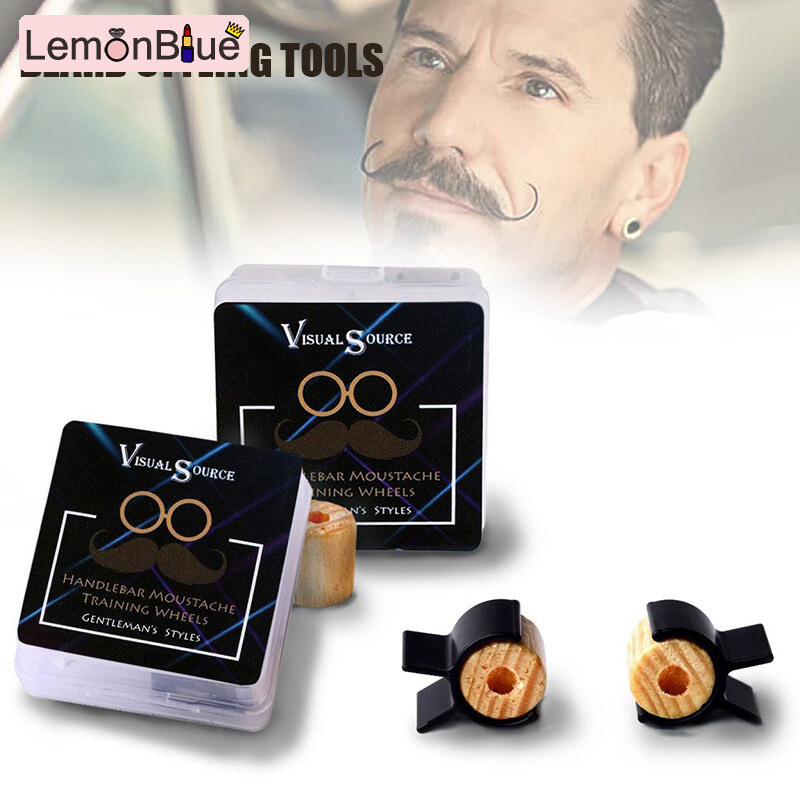 Gambar LemonBlue 1 Pair Wood Plastic Handlebar Mustache Training Wheels Beard Sharper Trimming Tool for Men
