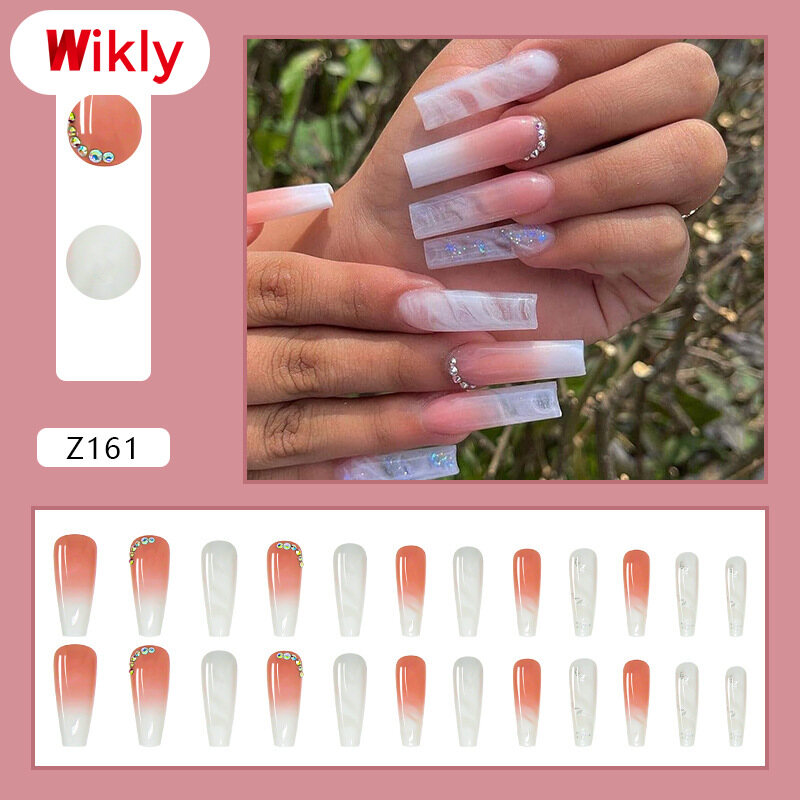 Gambar Wikly Fake Nail Patch Long Short Paragraph Ballet Nails Purple Clouds Finished Nail Fake Nail Patch 24PCS Long Short Paragraph Ballet Nails Purple Clouds Glue Type Finished Nail Piece Best Gifts New