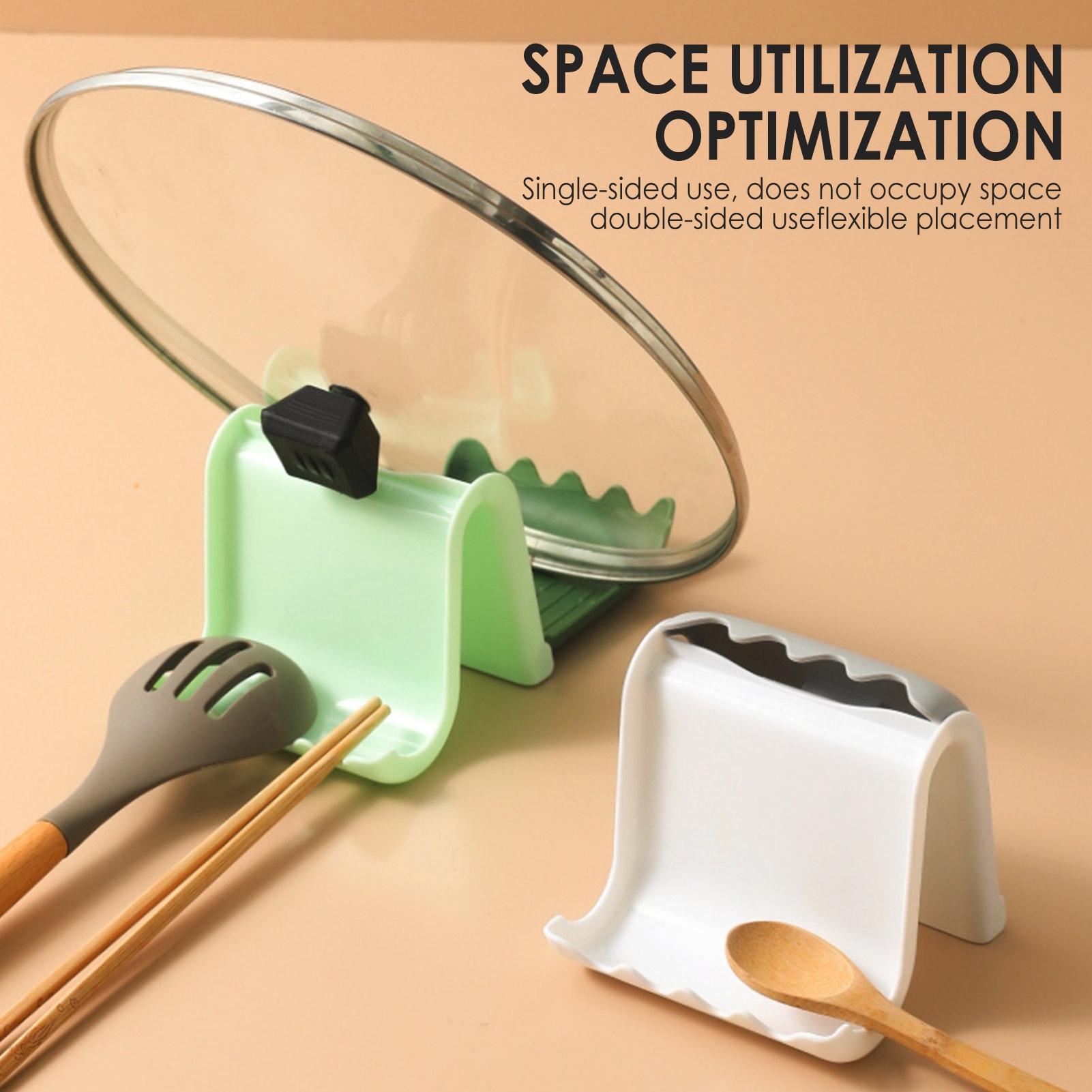 Gambar Kitchen Utensil Holder With Drip Pad Pan Lid Organizer Storage Spoon Holder For Stove Top With Wave Shaped Tooth Design