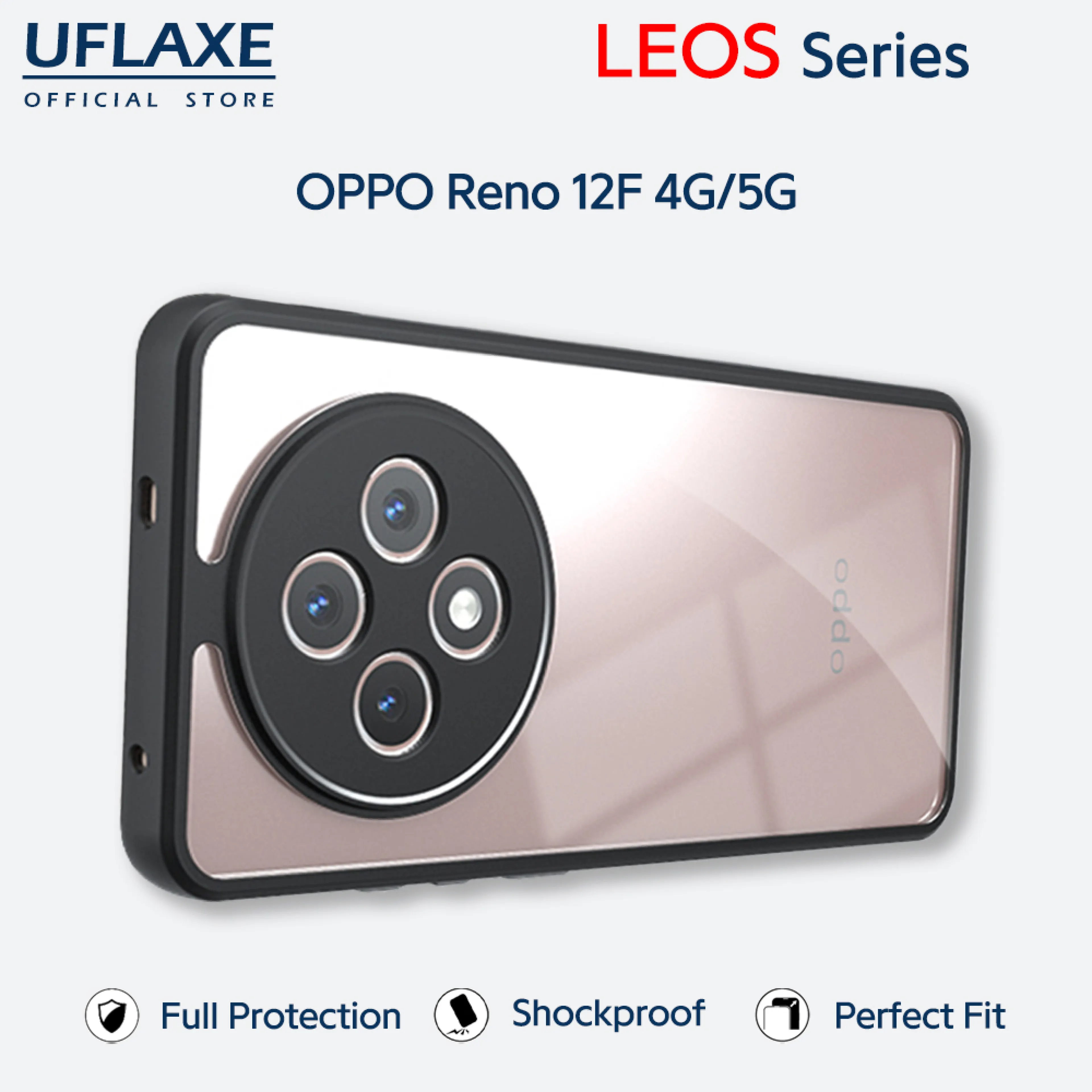 UFLAXE LEOS - For OPPO Reno 12F / Reno 12F 5G Case - Matte Clear Shockproof Hard Case | Anti-Yellowing Anti-Fingerprint Durable Phone Case