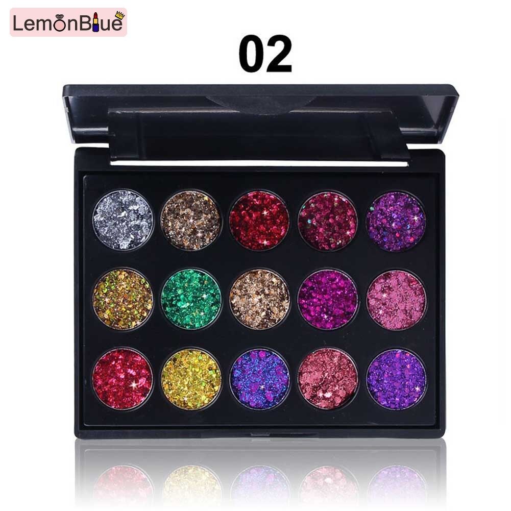 Gambar LemonBlue 15 Colors Eyeshadow Palette Glitter Makeup Waterproof Eye Shadow Eyes Cosmetics