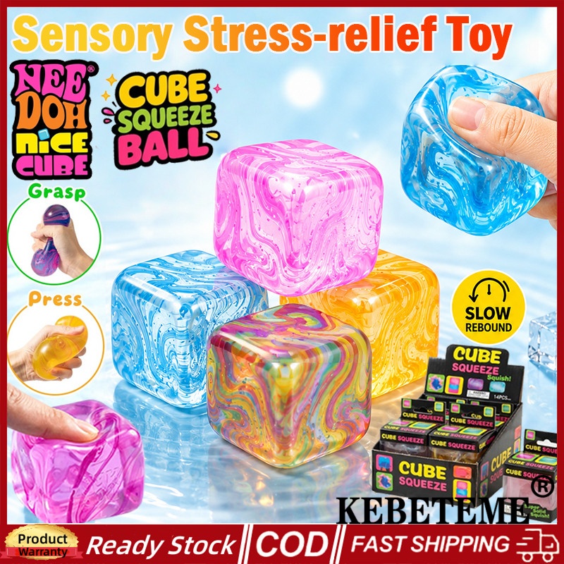 KEBETEME 4PCS Needoh Nice Cube Sensory Stress Reliever Cube Slow Rebound Soft and Glutinous Sensory Stress-relief Toy Stretchable Ball Maltose Soft Ice Cube Ball ราคา 197 บาท*ส่งฟรี