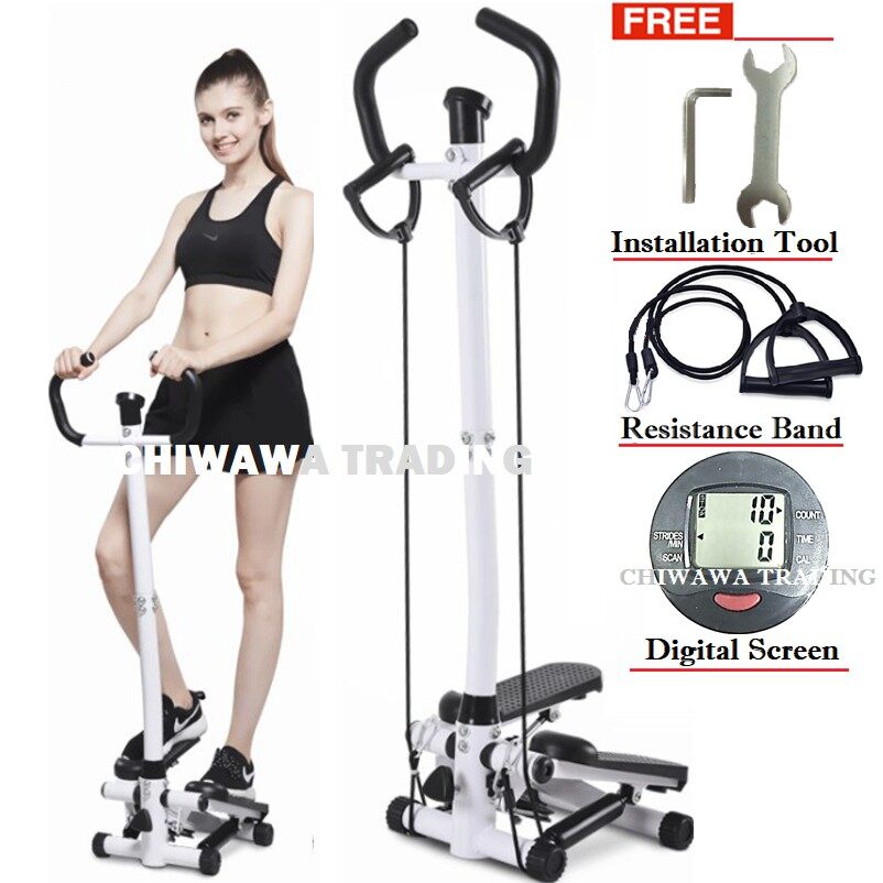 step machine with resistance bands
