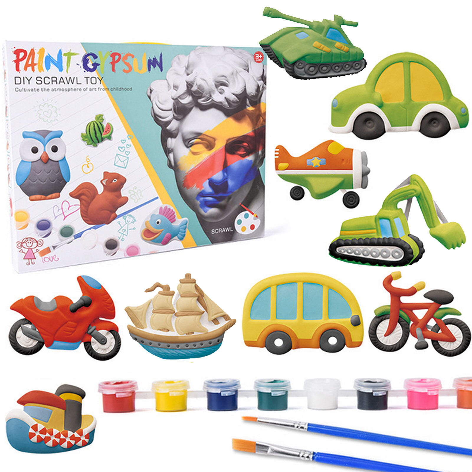 Kids Plaster Painting Kit DIY Paint Your Own Figurines Crafts Arts Toy Set  for Boys Girls Birthday Christmas Gift