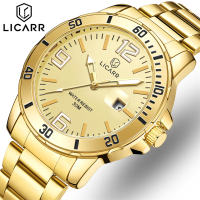 LICARR Brand Fashion Mens Watches Casual Sport Date Waterproof Watch Men Stainless Steel Business Classic Simple Clock Male