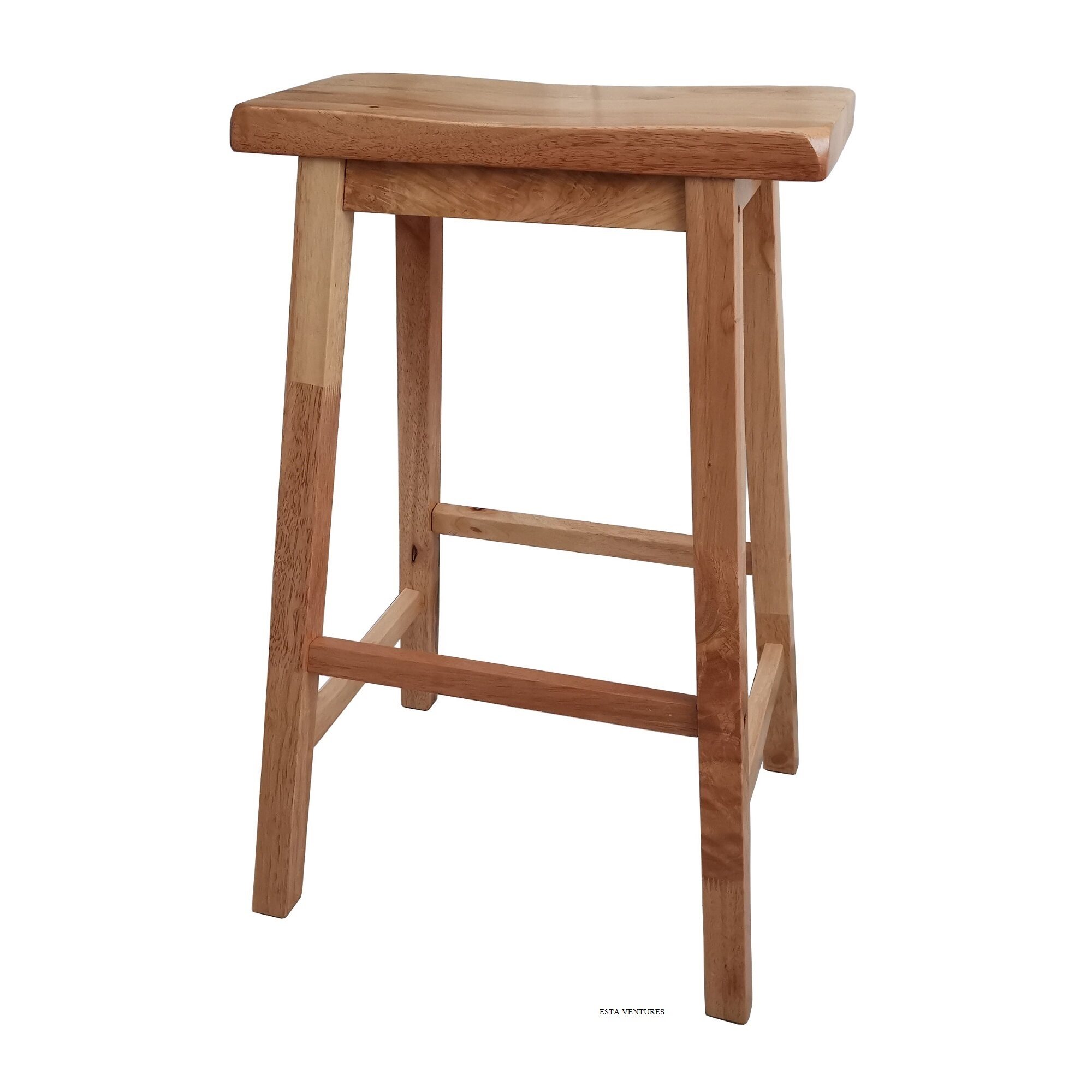Solid Wood Pub Bar Counter Stool Chair, 34 Inch Saddle Bar Stools