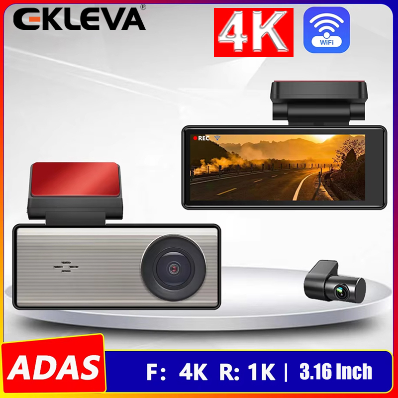 EKLEVA 4K UHD Dual Lens Dash Cam Car DashCam 3.16 IPS Screen Car Camera Recording WiFi Monitoring ADAS Loop Recording Wide Angle ราคา 2,450 บาท*ส่งฟรี