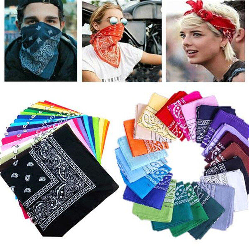 Khăn Vuông Bandana Ngoài Trời, 55Cm * Băng Đô Paisley Màu Đen Đỏ 55Cm, In Cho Nữ/Nam/Nam/Nữ