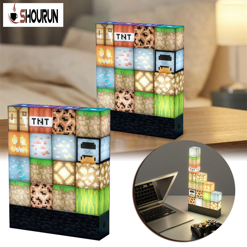 SN Đèn Ngủ Minecraft Đèn Nối Mới Lạ Sáng Tạo, Đèn LED Cho Phòng Ngủ Phòng Khách