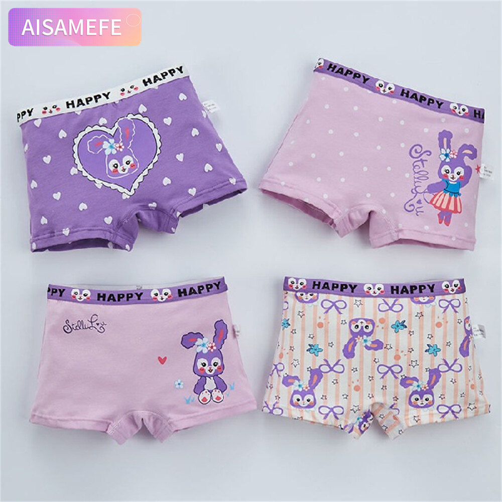 AISAMEFE Girls Underwear Cotton Animal Printing Children Boxer Shorts Boxer Underwear Girls Briefs 4 Pieces A Set ราคา 208 บาท*ส่งฟรี