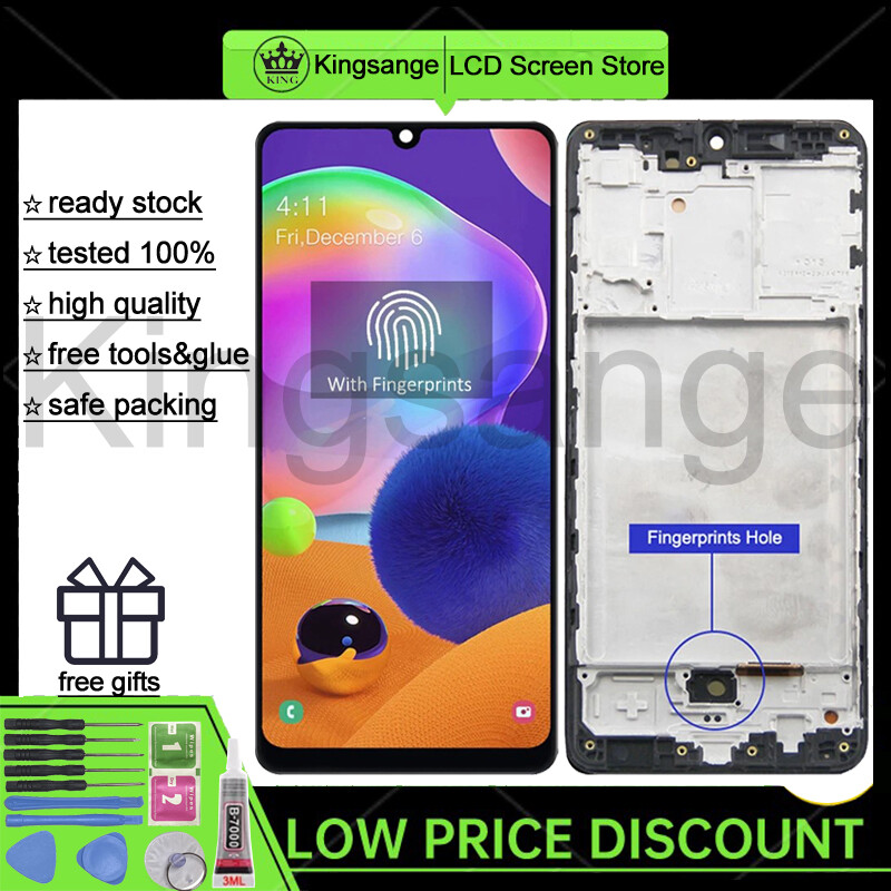 Kingsange màn hình hiển thị oled cho samsung galaxy a31 sm-a315f, sm-a315f/ds, sm-a315g/ds, sm-a315g, sm-a315n màn hình lcd cảm ứng kỹ thuật số màn hình cho samsung a31 thay thế với trung khung cho samsung a31/a315f