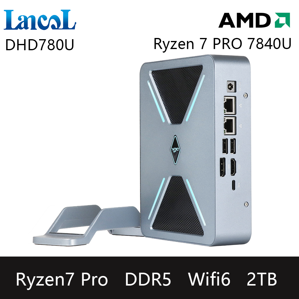 DHD780U Mini Computer Windows 11 AMD Ryzen 7 PRO 7840U 64GB RAM 2TB ROM 3-Screen Display Support 4K 120Hz WiFi6 Gigabit Ethernet HDMI Portable Desktop Computer RGB Light ราคา 27,359 บาท*ส่งฟรี