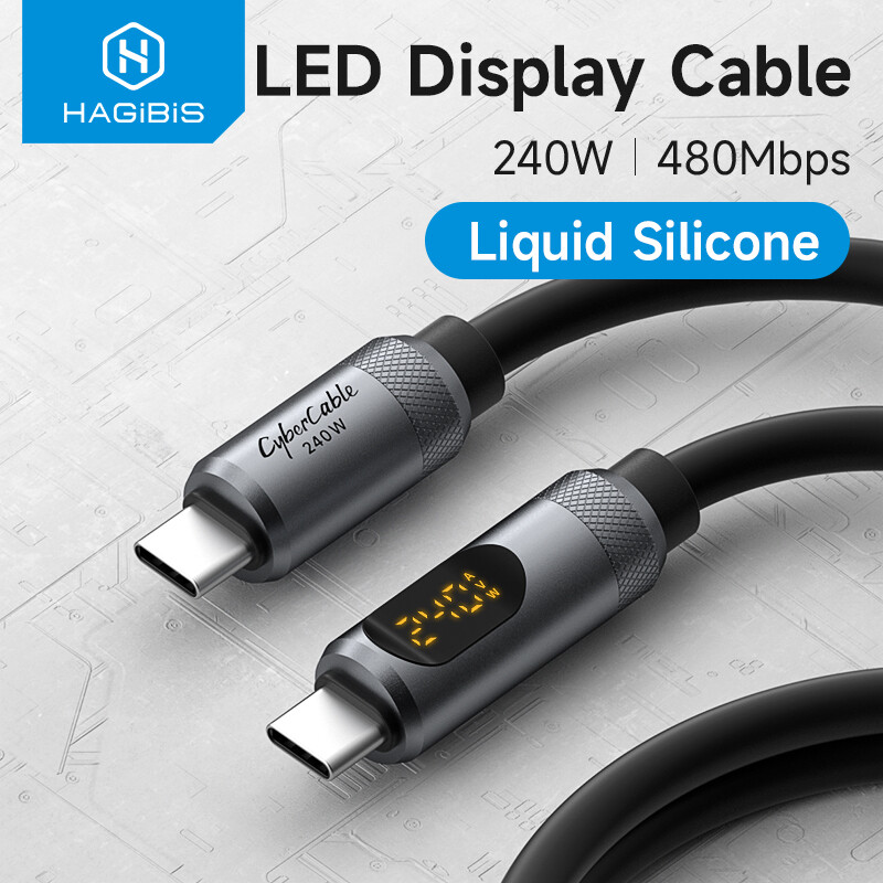 Hagibis cáp usb c sang usb c với màn hình led loại c cáp sạc nhanh pd 240w dây sạc 5a sạc nhanh truyền dữ liệu cáp cho iphone 15/15 pro max ipad macbook pro air android