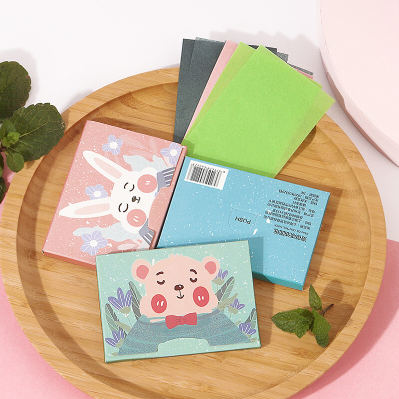 Hộp Giấy Thấm Dầu Bộ 100 Tờ Giấy Thấm Dầu Tự Nhiên (9X6 Cm) Giấy Thấm Dầu Mỹ Phẩm Unisex Siêu Thấm Hút