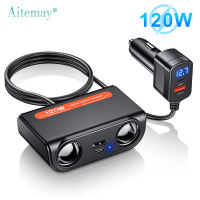 Aitemay Xe Nhà Phân Phối 12V 24V Cổng USB kép Pd Ổ Cắm Xe 3-Trong-1 120W Nhanh Chóng đầu cắm bộ sạc điện thoại trong xe ô tô Bộ chuyển đổi điện