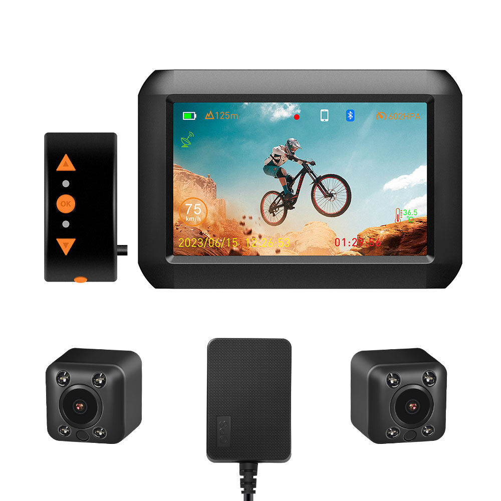 VSYS Bicycle Motorcycle Camera Front and Rear View 4.0 Inch Screen 1080P Bike Recorder Build in Rechargeable Battery Bluetooth Connection and GPS , Support TPMS Selfie Camera Optional Action camera with 3 Hours Recording Time ราคา 6,100 บาท*ส่งฟรี