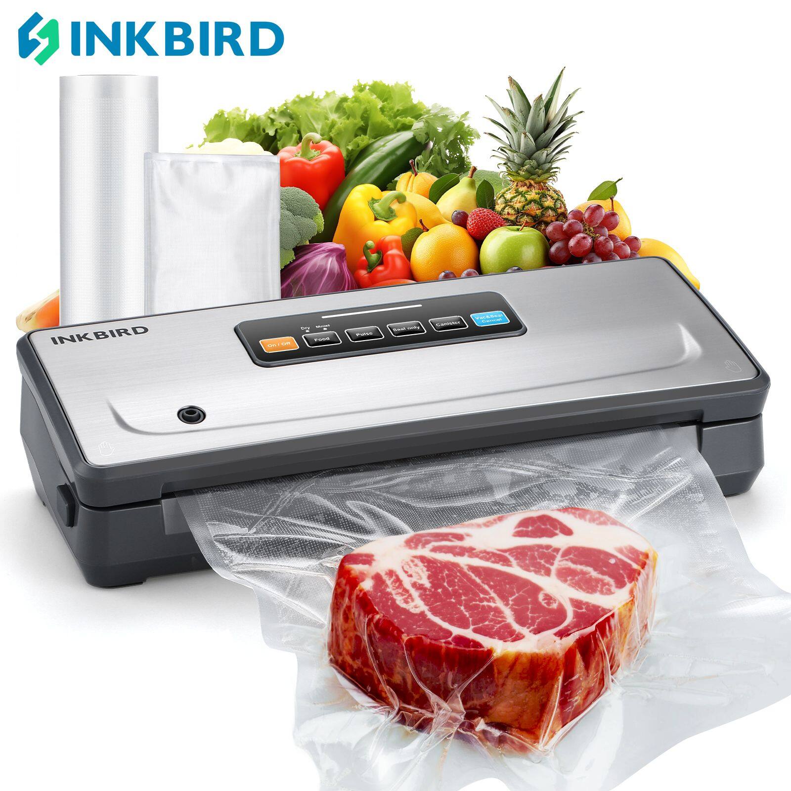 INKBIRD INK-VS06 Cordless Rechargeable Vacuum Sealer Machine 5 Modes Dry Moist Pulse Canister Mode -80kPa Food Vacuum Sealing ราคา 2,806 บาท*ส่งฟรี