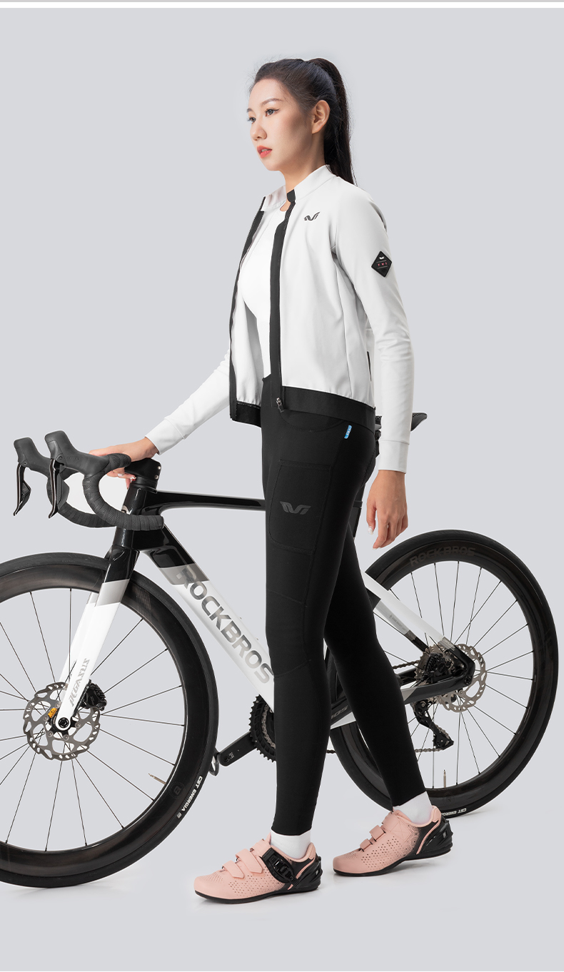 【TVI】ROCKBROS Cycling Pants Women 3D Shockproof Slim MTB Road Bike Long Pants Windproof Warm Reflective Bicycle Pants for Women