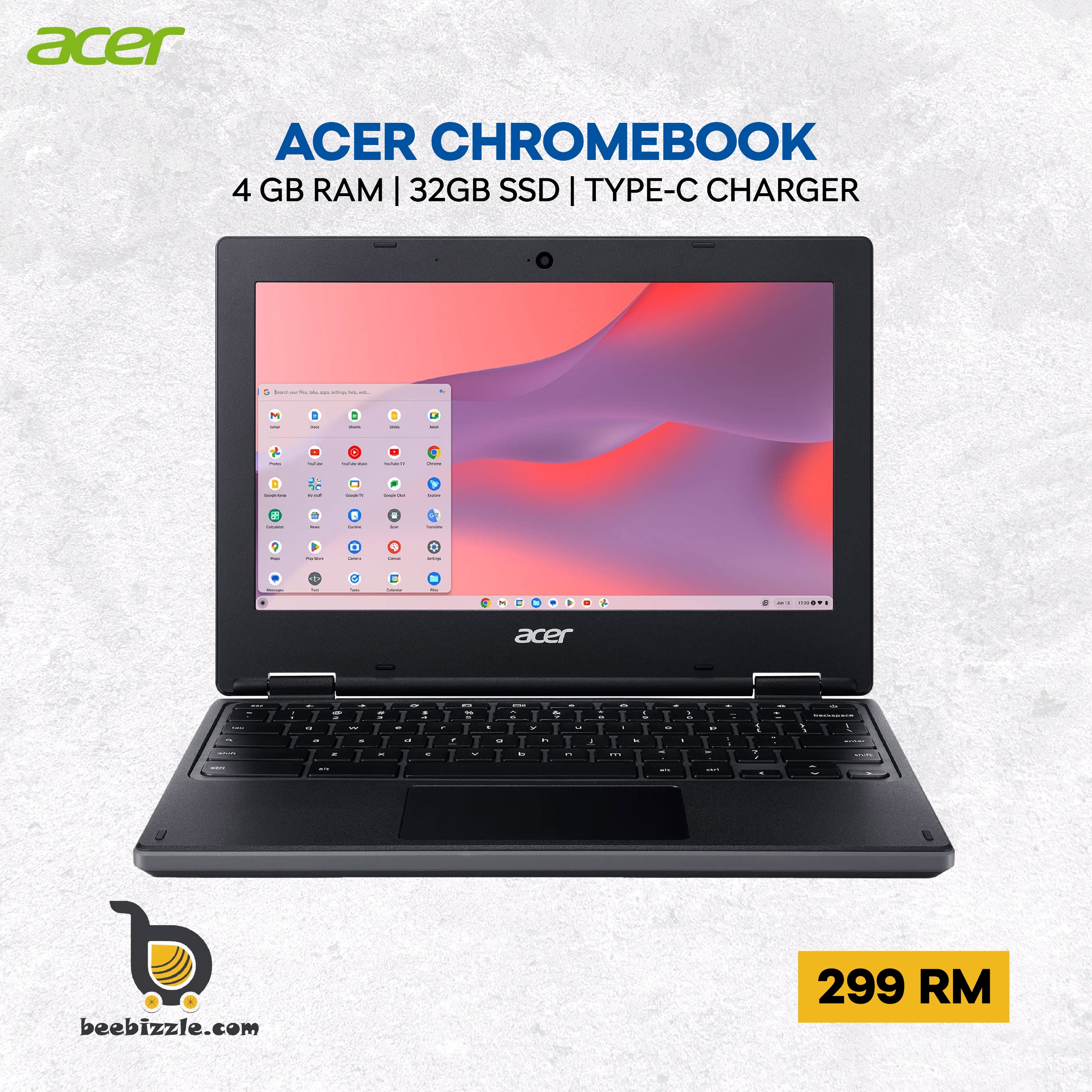 Acer C731 Chromebook 4Gb Ram 16Gb Ssd - Convertible Laptop With