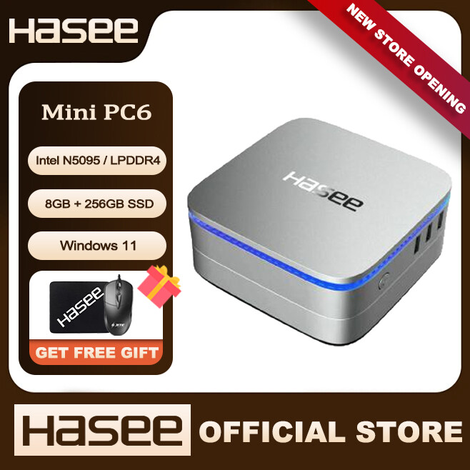 Hasee M6 Mini PC Windows 11 Mini Computer Intel Celeron N5095 Desktop Computer 8GB LPDDR4 RAM, 256GB SSD, 2.9GHz 4-Core, 2 x HDMI 4K UHD with HDMI Cable, USB 3.0, 5G WiFi, BT 4.2, Blue Backlit, Moon Silver ราคา 198 บาท*ส่งฟรี