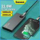 Baseus Sạc Dự Phòng 30000MAh Sạc Di Động 22.5W Sạc Dự Phòng Kim Loại Hiển Thị Kỹ Thuật Số Sạc Nhanh 20W PD Cho iPhone 12 Pro Xiaomi Huawei