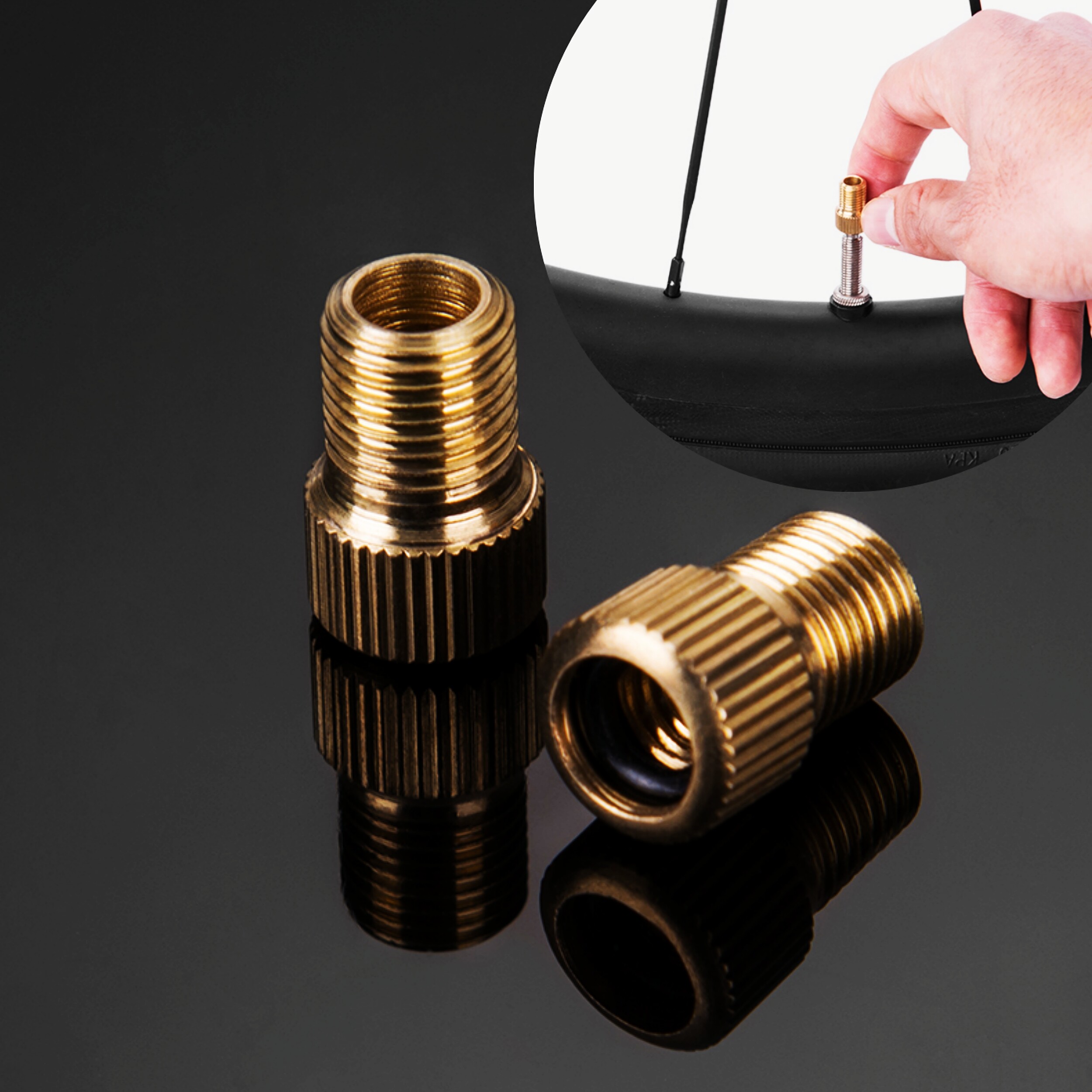 2 chiếc xe máy xe ống trong Xe Đạp MTB Road FV/AV vành xe chất khí Đầu chuyển đổi Bơm Xe Đạp van phụ kiện xe đạp