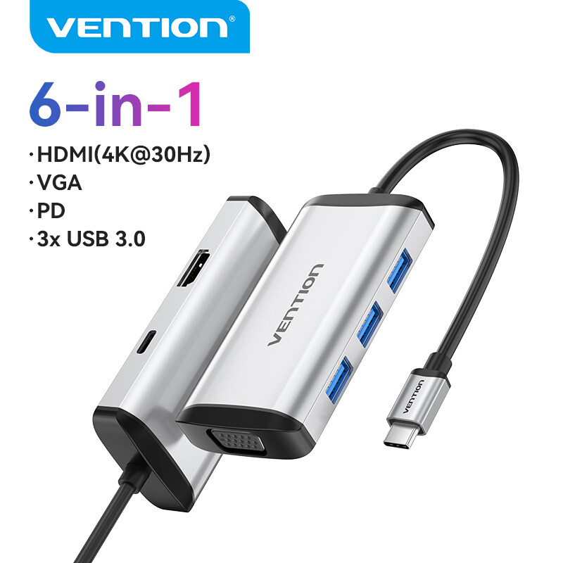 Vention USB 3.0 Loại C HUB để HDMI VGA USB C Multiport cổng trạm nối cho MacBook Pro Huawei Mate Sam
