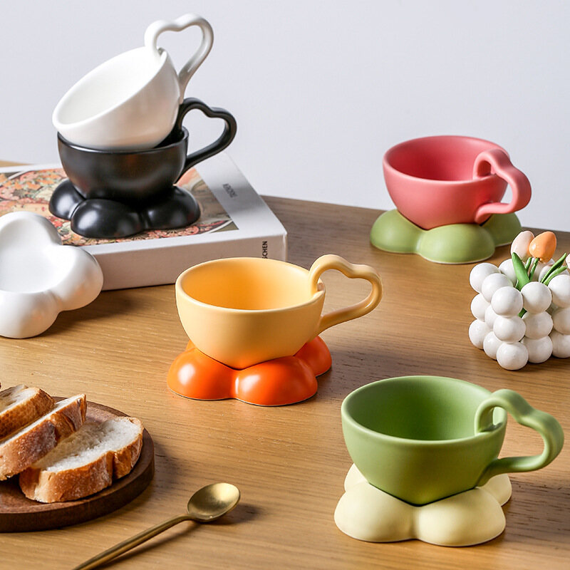 Gambar Coffee Cup Saucer Set Ins Cute Cup Ceramic High value Coffee Cup Yogurt Breakfast Cup
