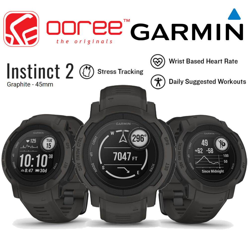 GARMIN INSTINCT 2 45MM SMART WATCH WITH UP TO 28 DAYS OF BATTERY LIFE / PULSE OX /ABC SENSORS - 010-02626-60 - GRAPHITE