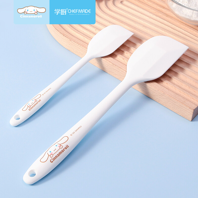 Chefmade cinnamoroll 2 cái Bộ thìa trộn silicon, không dính chịu nhiệt lõi thép không gỉ bên trong, FDA chấp thuận cho nướng, trộn, phết & ướp Trắng cl5003