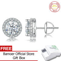 BAMOER Exquisite Stud Earrings 925 Sterling Silver Moissanite Earrings for Women Engagement Wedding Fine Jewelry Gift MSE039