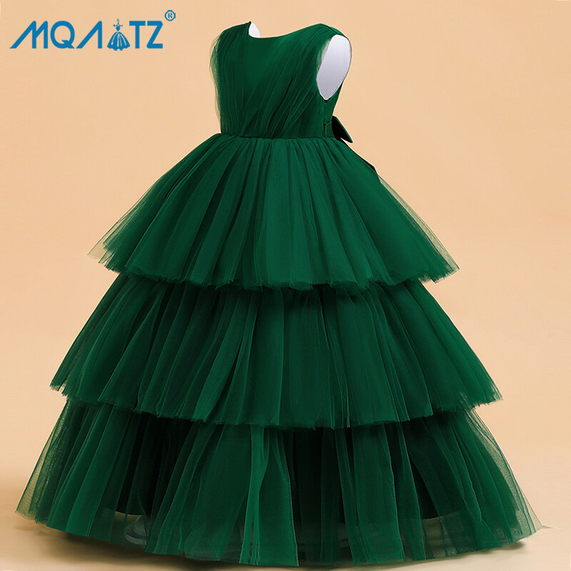  MQATZ ĐầM Dạ HộI Phù Dâu Trẻ Em Pluffy Cho Bé Gái Trang Phục Trẻ Em Đầm Ren Bánh Công Chúa Váy Sinh Nhật Sân Khấu Tiệc Tùng Bé Gái 4-14 Tuổi LP-288 