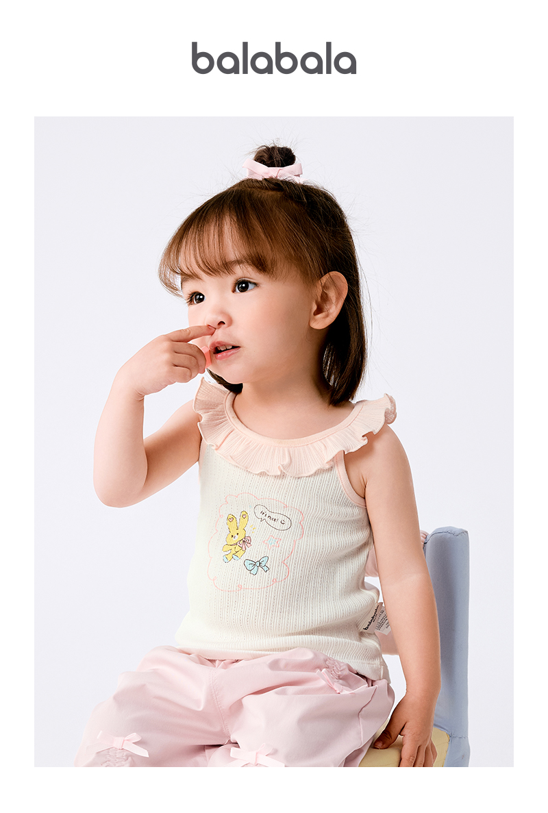 balabala Baby Vest Girl Summer Thin Outerwear Top 2025 New Sweet Delicate Fashionable Cute · v4