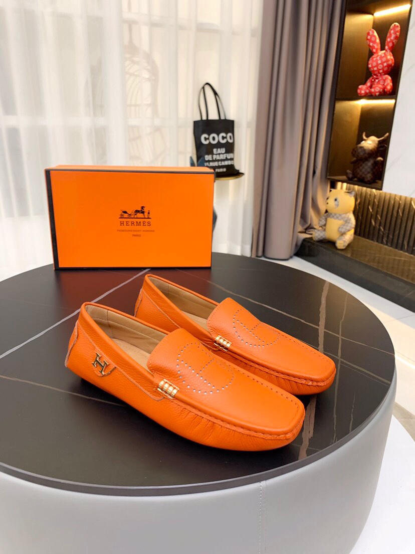 High-end Gift BOX] Hermesˉ Men Loafers 100% Hong Kong Counter Genuine  Casual Shoes Fashion All-match Flat Boat Shoes | Lazada PH