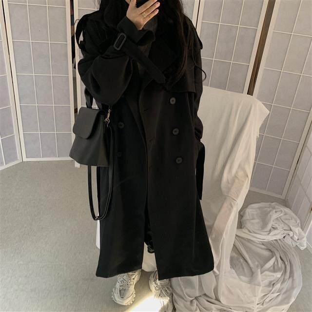 Windbreaker women's spring and autumn new 2021 Korean version mid-length small British style autumn and winter Hong Kong style over-the-knee coat