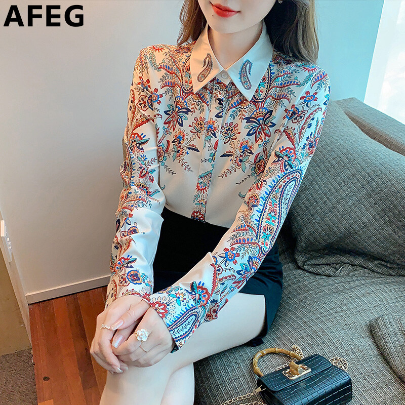 Alisa.Sonya 9 Solid Colors Silk Long Sleeve Shirt Collar Blouse