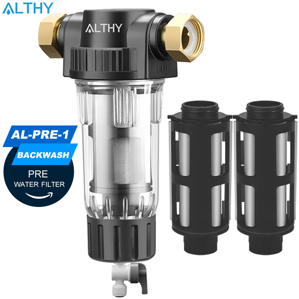 ALTHY Water Pre Filter System Whole House Prefilter Reusable Spin Down Sediment Water Filter Central Purifier Siphon backwash Strainer 40micron 316 Stainless Steel Mesh Outdoor ราคา 1,034 บาท*ส่งฟรี
