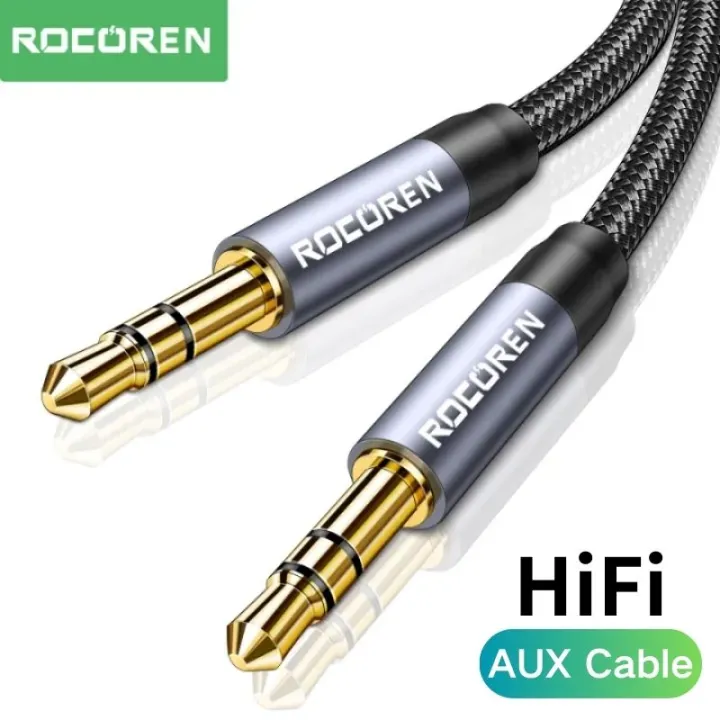 Rocoren cáp AUX 3.5Mm giắc âm thanh đực với đực Stereo Chuyển Đổi Adapter Âm Thanh Dây mạ Vàng Nylon Bện âm thanh AUX cáp AUX
