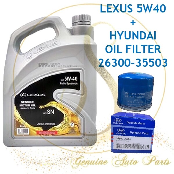 Original Lexus 5W40 4L API-SN Fully Synthetic Engine Oil FREE HYUNDAI Hyundai Oil Filter 26300-35503 SONATA