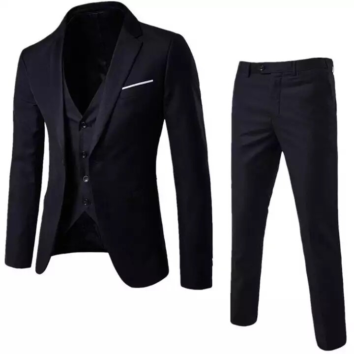 Baolaiwu 3Pcs/Set Luxury Plus Size Men Formal Business Vest Jacket Tuxedos Wedding Suit