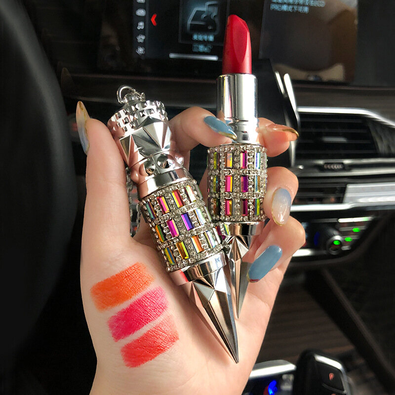 Gambar Lipstick 3 Color In One Waterproof Matte Soft Mist Lips Velvet Red Lipstick