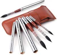 Fuumuui Squirrel Hair Travel Watercolour Brushes 3pcs Natural Squirrel Mop Round Fine Tip Quill Watercolour Travel Brushes for Artists Professional Painting Brushes for Watercolour Gouache Ink Painting
