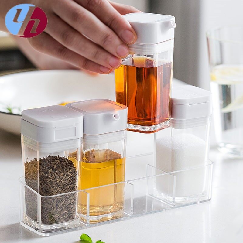 Bộ 4 trong 1 lọ đựng gia vị trong suốt chai đựng gia vị lọ đựng lọ rắc muối tiêu lọ đựng đậu nành dầu làm nước sốt