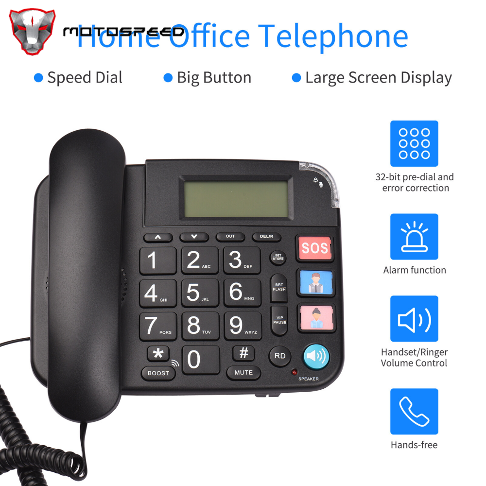 MOTOSPEED Corded Phone with Big Button Desk Landline Phone Telephone Support Hands-Free/Redial/Flash/Speed Dial/Ring Volume Control for Elderly Seniors Home Office Business Hotel ราคา 885 บาท*ส่งฟรี