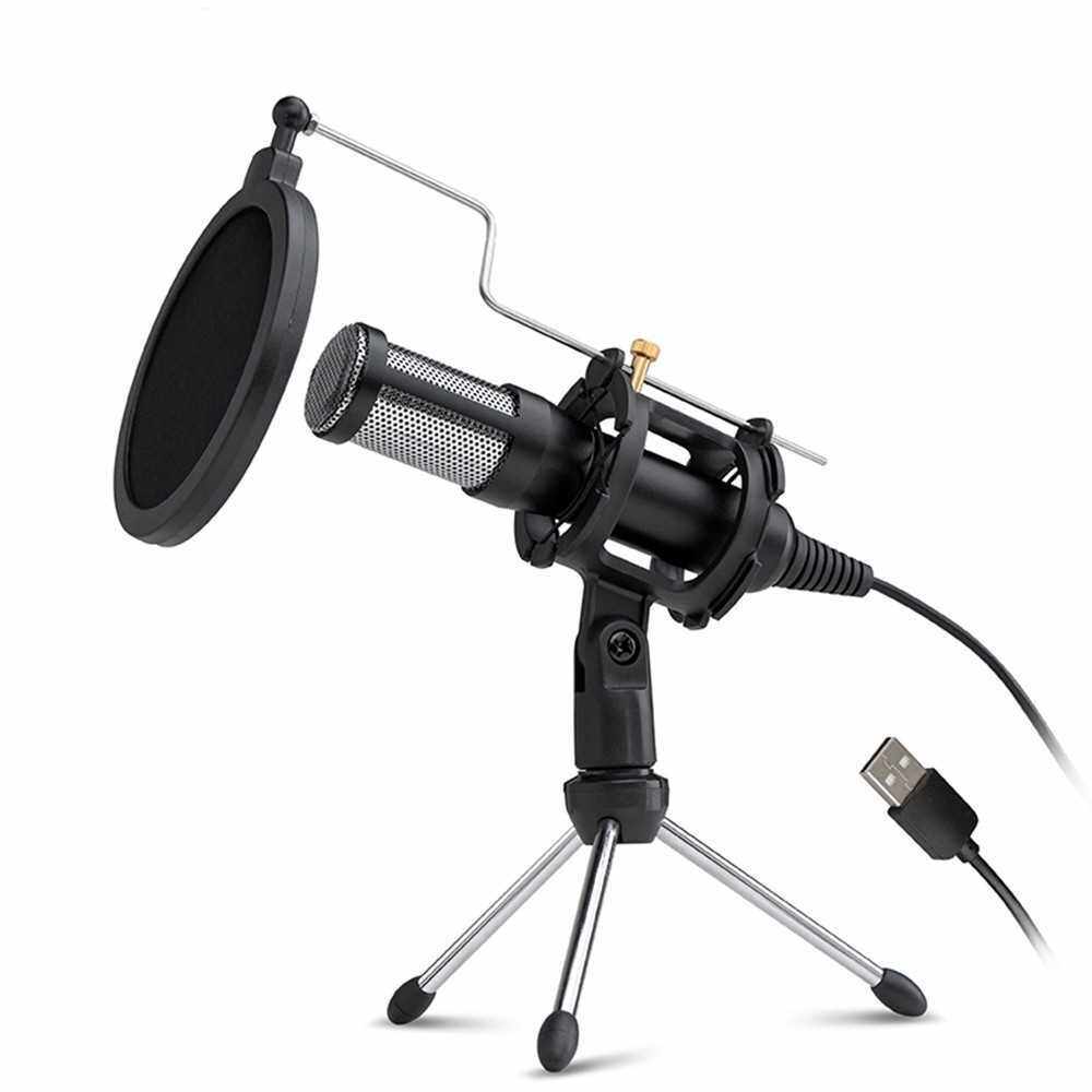 Professional Condenser Microphone USB Plug and Play Home Studio Podcast Vocal Recording Microphones with Mini MIC Stand Dual-layer Acousticfilter for Phone Laptop PC Tablet (Standard) Harga  161 Ringgit*Penghantaran Percuma