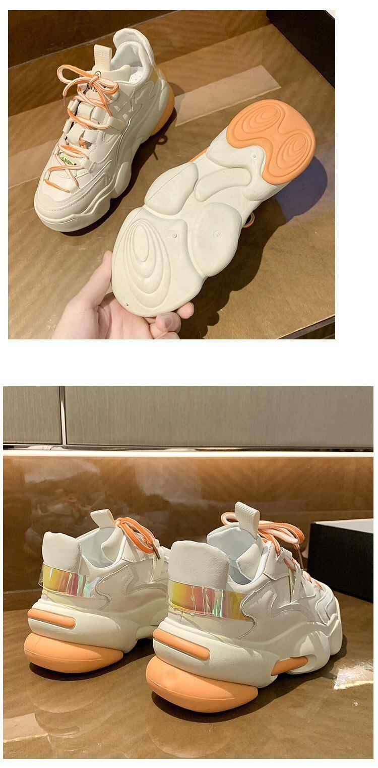 Giày Nữ Thời Trang Hàn Quốc Giày Da PU Đế Dày Nâng Cao Chống Thấm Nước Giày Thể Thao Ngoài Trời