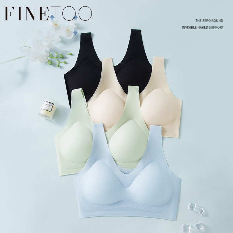 Finetoo M-4XL 2024 mùa hè siêu Viscose mỏng đồ lót không đường may cho phụ nữ thoáng khí thu thập áo ngực không nhẫn thép kiểu áo ghi lê áo ngực ngủ