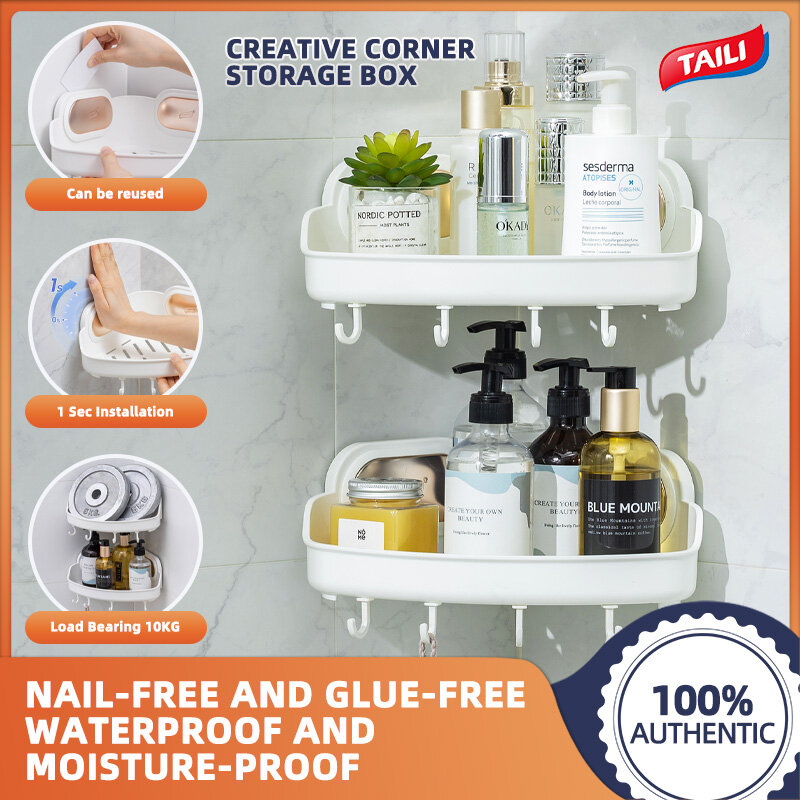 TAILI Shower Caddy Suction Cup 2 Pack, Shower Shelves Drill-Free Shower Baskets for Shampoo, Body Wash, Rustproof Kitchen Bathroom Caddy Organizers, Plastic Shower Caddies Bearing of 10KG ราคา 381 บาท*ส่งฟรี