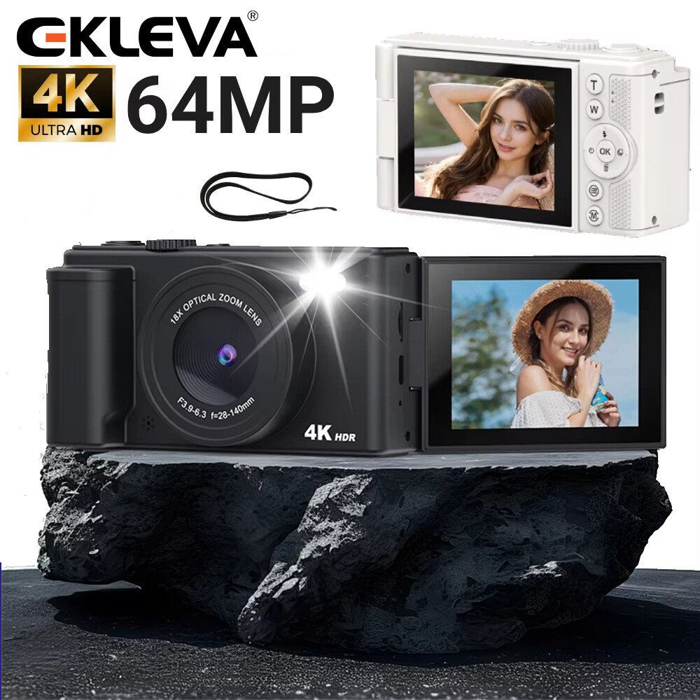 Ekleva 4K HD máy chụp ảnh kỹ thuật số Cho Nhiếp Ảnh 18X Zoom 4K Máy Quay tự động lấy nét Nhỏ Gọn Máy Quay Video Máy ghi âm mini 2.8 "IPS Màn Hình